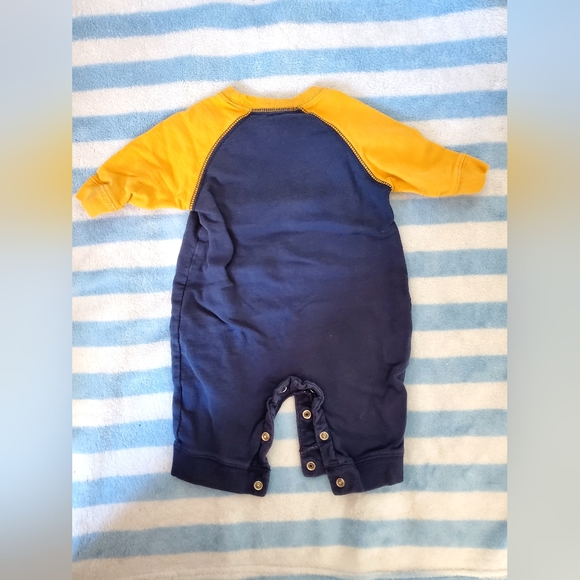 Carter's Big Guy 34 Football yellow&Navy sweater style sleeper - Picture 2 of 3